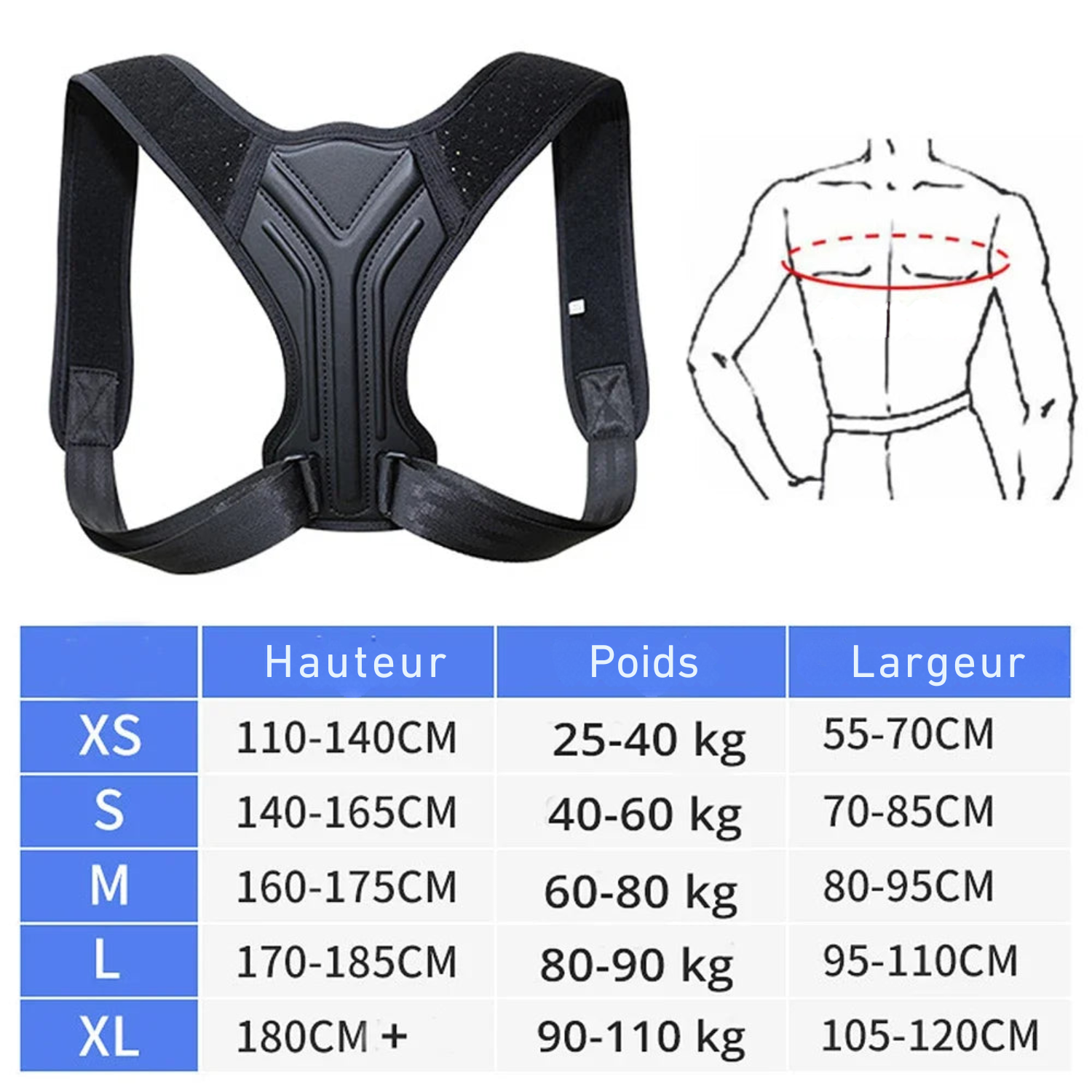 Correcteur de posture pour le dos et épaules